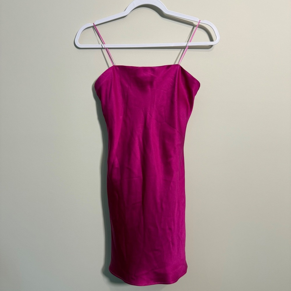 Amanda Uprichard Silk Mini Dress Womens XS Magenta‎ Pink Good Spaghetti Strap